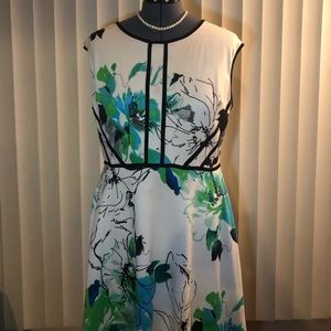 Strip Scuba Dress-Floral
